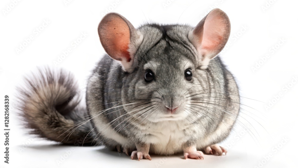 Grey Chinchilla on White Background Grey Chinchilla on White Background