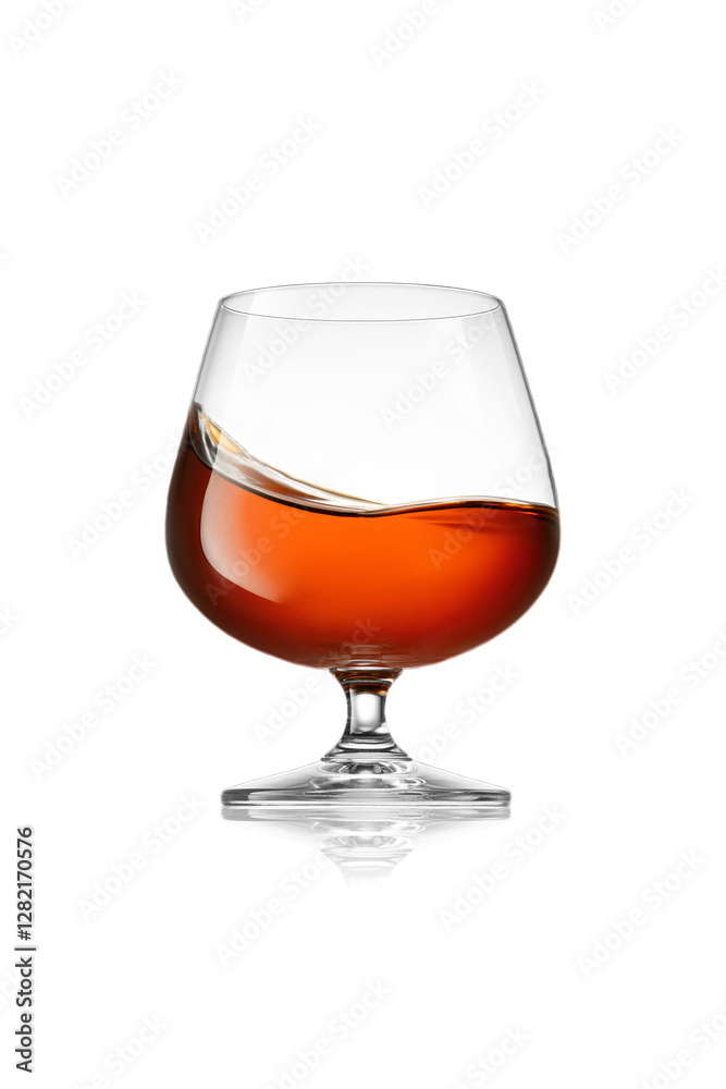 Glass of cognac or brandy with splash isolated on white background Glass of cognac or brandy with splash isolated on white background
