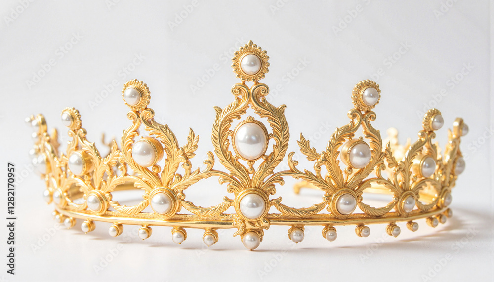 Fototapeta premium Intricate gold tiara adorned with pearls, luxury and elegance