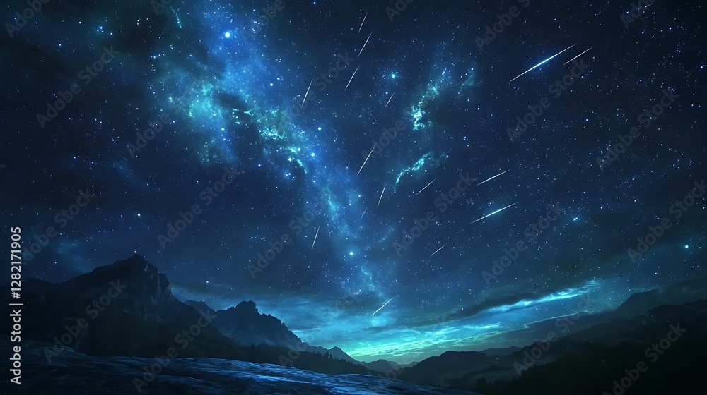 Shooting stars blazing through dark galaxy high resolution picture Shooting stars blazing through dark galaxy high resolution picture