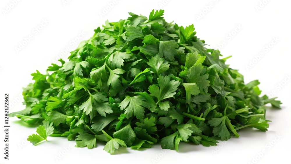 Obraz premium Chopped Parsley on White Background