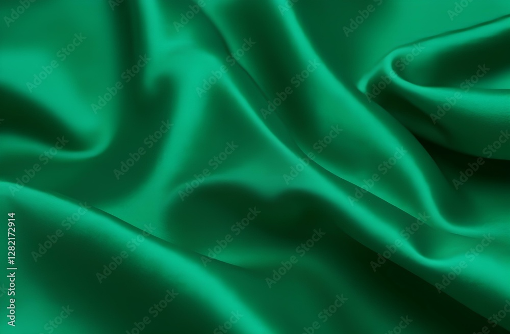 Obraz premium Emerald green fabric texture background, smooth and shiny
