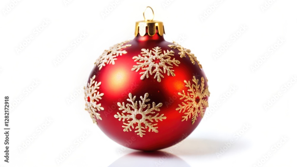 Red Christmas Ornament with Snowflakes Red Christmas Ornament with Snowflakes