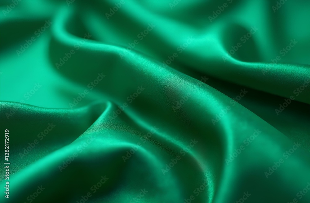 Obraz premium Emerald green fabric background, wavy texture