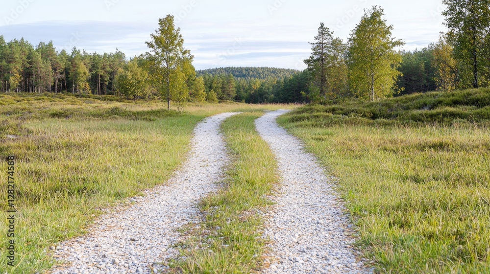 Obraz premium Country Road Through Autumn Woods
