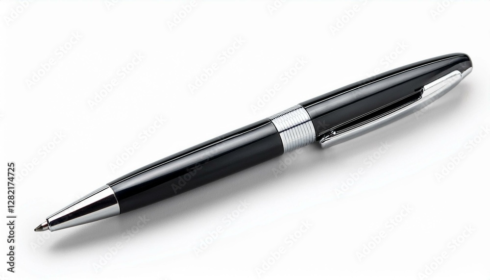 elegant black and silver pen isolated on white elegant black and silver pen isolated on white