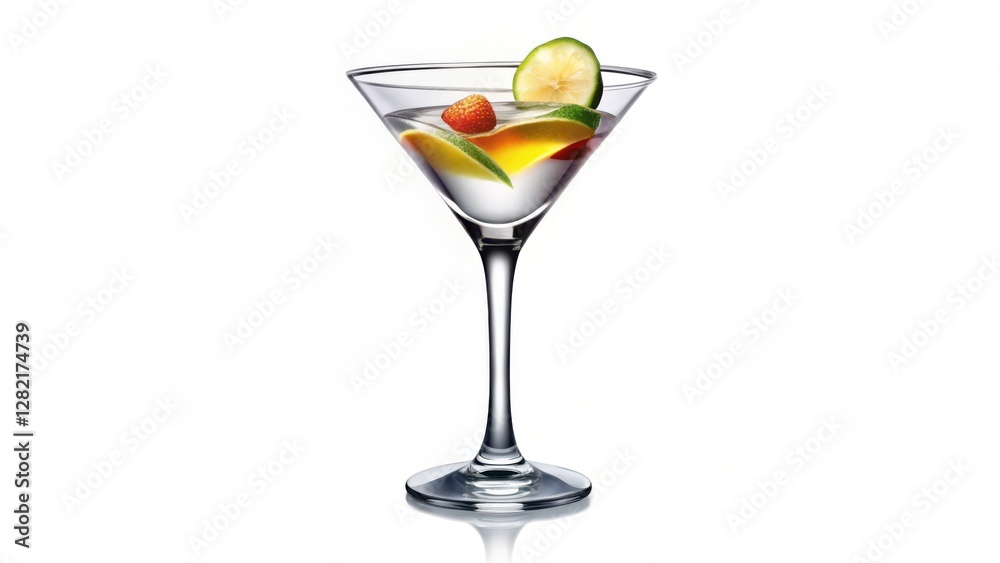 Martini Cocktail in Glass on White Background Martini Cocktail in Glass on White Background