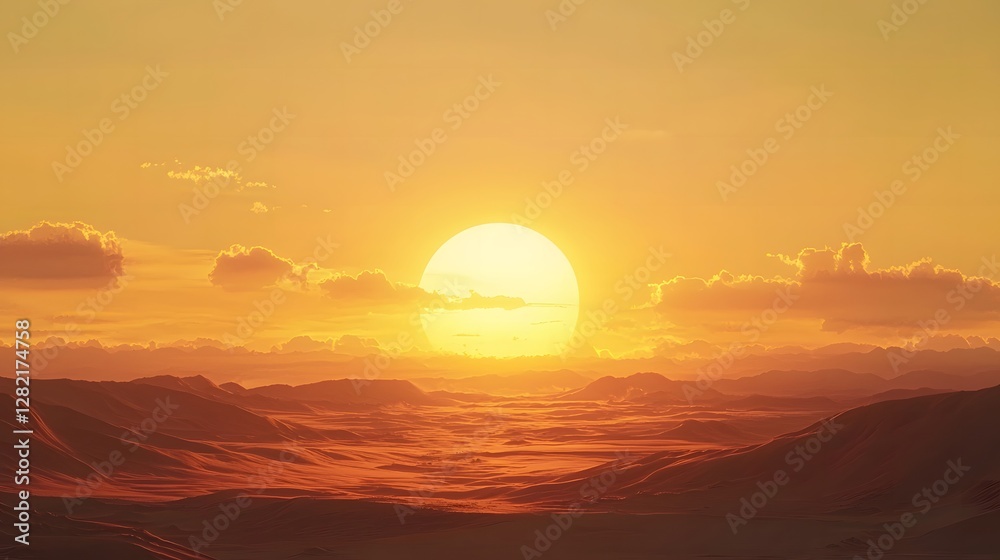 Fototapeta premium Majestic sunrise over serene landscape nature scene tranquil environment wide-angle view natural beauty