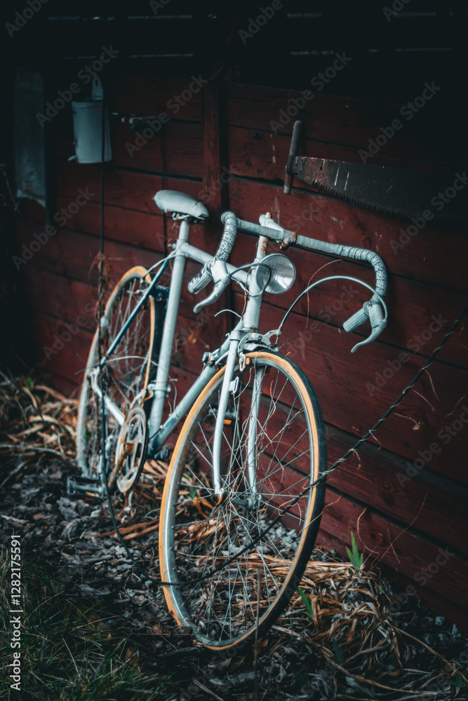 old bicycle on the street old bicycle on the street