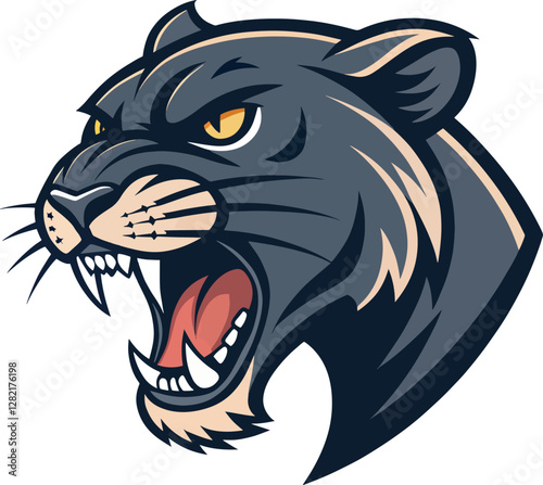 angry panther  logo mascot design on white