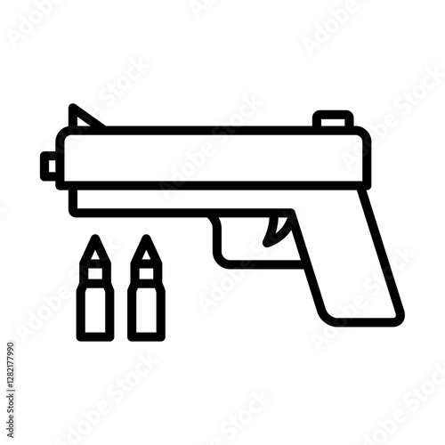 Gun with ammunition icon simple vector symbol