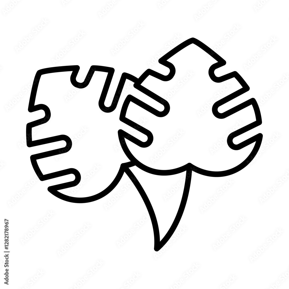 Obraz premium Monstera leaves icon simple vector symbol