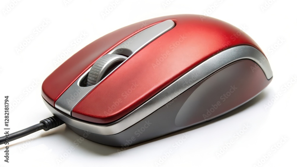 Red Computer Mouse on White Background Red Computer Mouse on White Background
