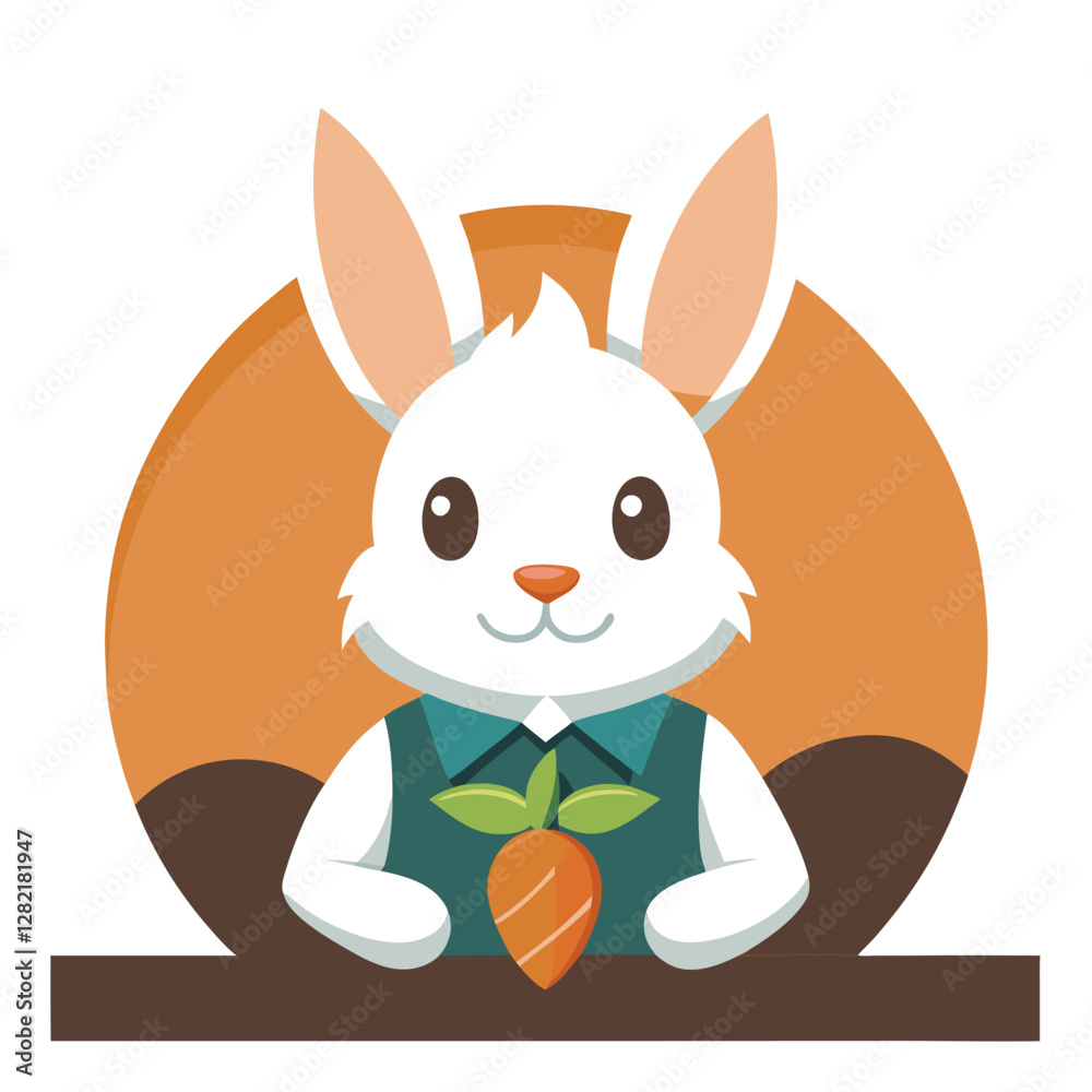 Obraz premium Adorable Bunny Holding a Carrot - Cute Vector Illustration, Cartoon, Clipart & Line Art, Cute bunny holding a carrot vector illustration, perfect for clipart, cartoons, and line art designs.