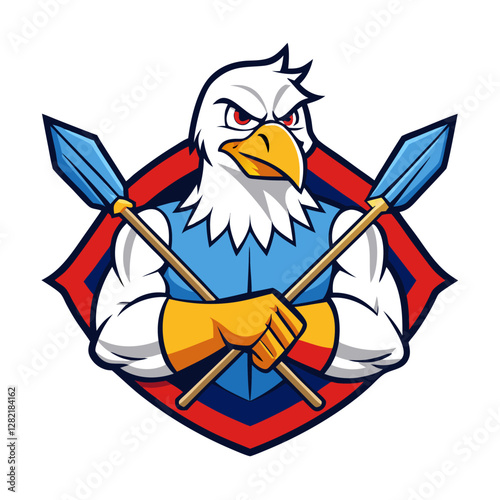 Majestic Bald Eagle Clutching Arrows - Powerful Vector Illustration, Clipart & Line Art, Powerful bald eagle clutching arrows in its talons, ideal for vector clipart, emblems, and line art.