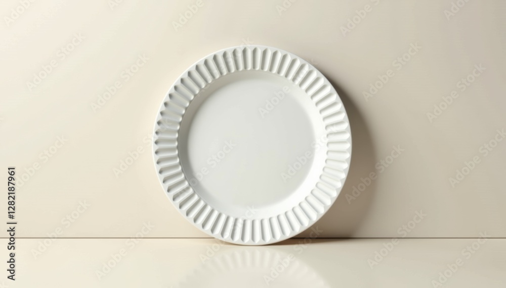 Paper plate mockup on neutral background with soft natural shadows Paper plate mockup on neutral background with soft natural shadows
