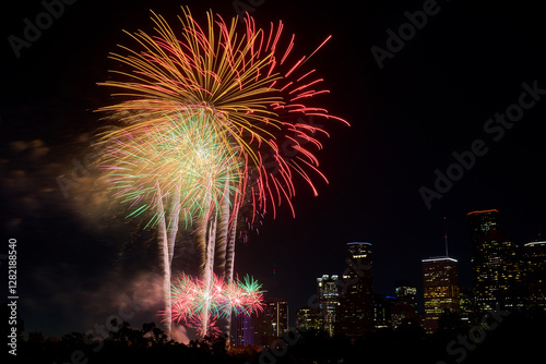 Fireworks Over the Houston, Texas City Skyline