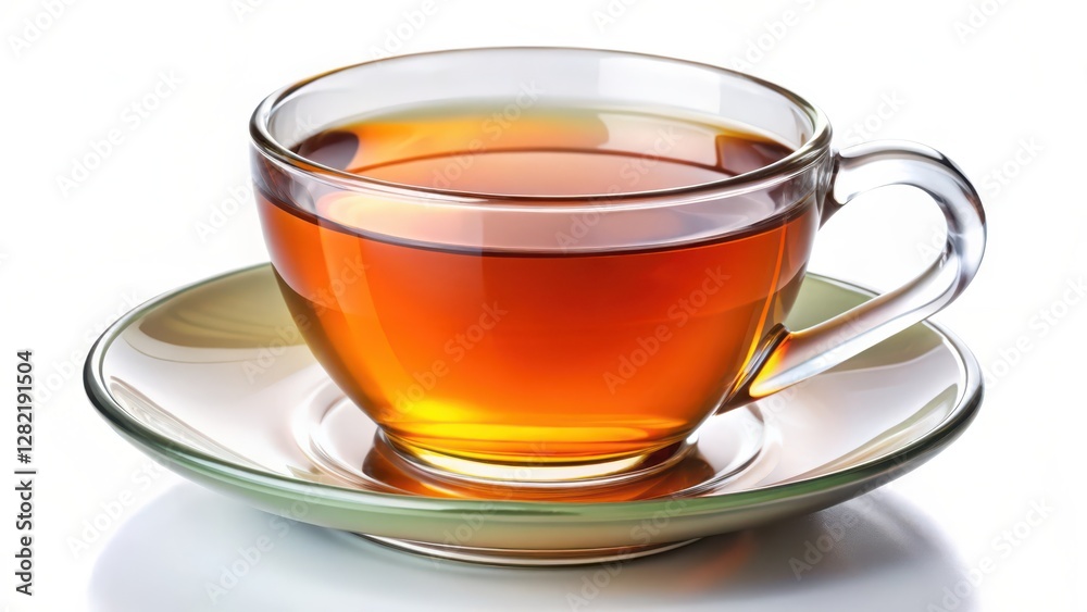 Glass Cup of Tea on Saucer Glass Cup of Tea on Saucer