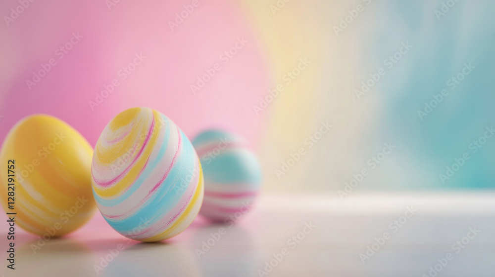 Fototapeta premium Pastel Swirled Easter Eggs on a Soft Gradient Background
