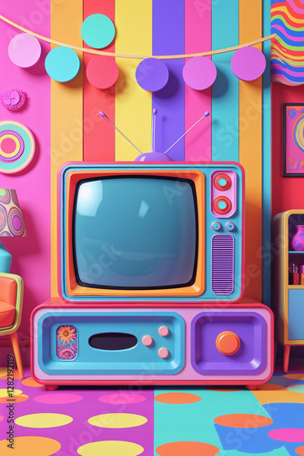 beautiful retro tv cartoon pop art design illustration