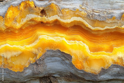 Wallpaper Mural Beautiful cross-section of a vibrant orange and yellow agate stone showcasing intricate banding and natural lines Torontodigital.ca