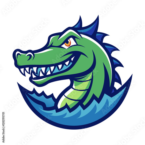 Crocodile with Sharp Teeth Emerging from Water – Vector Illustration, Clipart & Line Art,  Crocodile with sharp teeth emerging from water – vector illustration, clipart, and line art design.