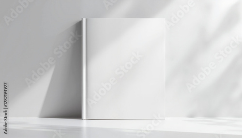 Blank book mockup on minimalistic background, creative presentation
