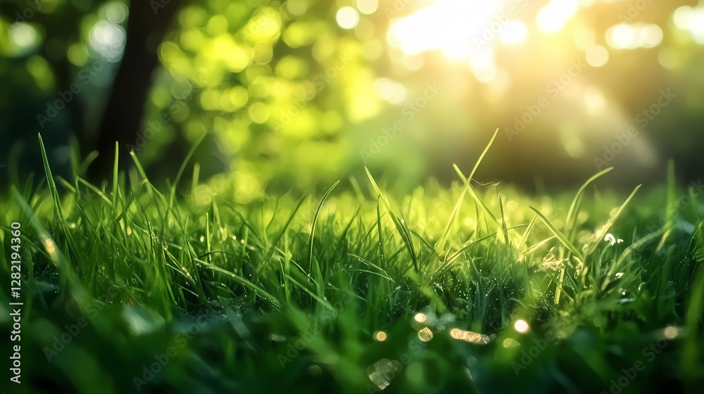 Sunlit Trees and Green Grass: A Serene Nature Scene Sunlit Trees and Green Grass: A Serene Nature Scene