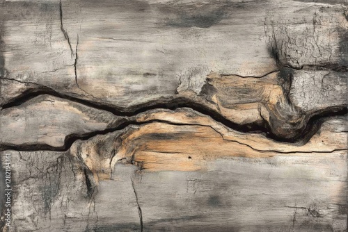 Textured wooden surface showcasing natural cracks and patterns in earthy tones captured in close detail photo