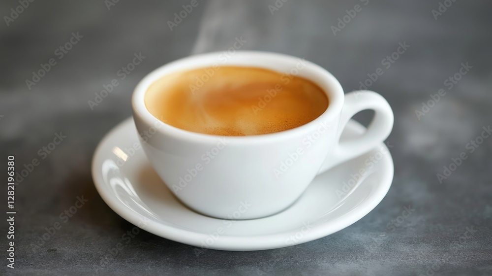 freshly brewed cup of coffee, placed on a sleek white saucer, with steam rising from the cup, set against a blurred cafe background to highlight the warmth and inviting aroma freshly brewed cup of coffee, placed on a sleek white saucer, with steam rising from the cup, set against a blurred cafe background to highlight the warmth and inviting aroma