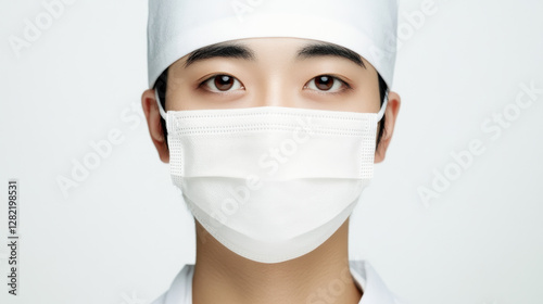Obraz na płótnie Young Medical Professional with Mask and Cap in Clinical Setting w salonie