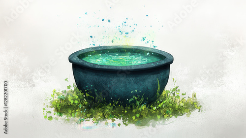Serene Water Basin Surrounded by Lush Green Grass and Splashes