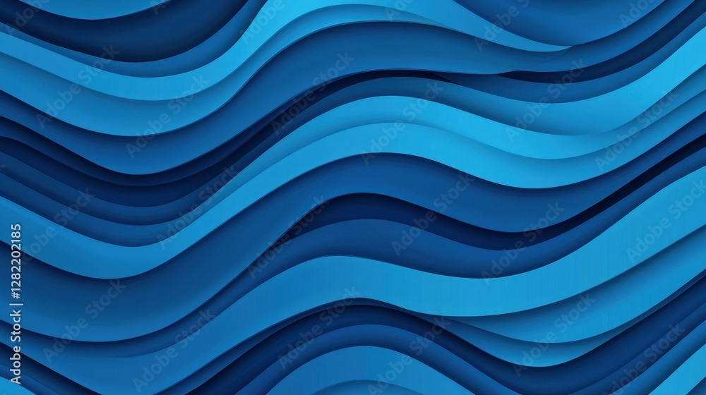 Fototapeta premium Experience a modern, dynamic 3D perspective with vibrant blue lines and wavelike patterns in this abstract illustration.