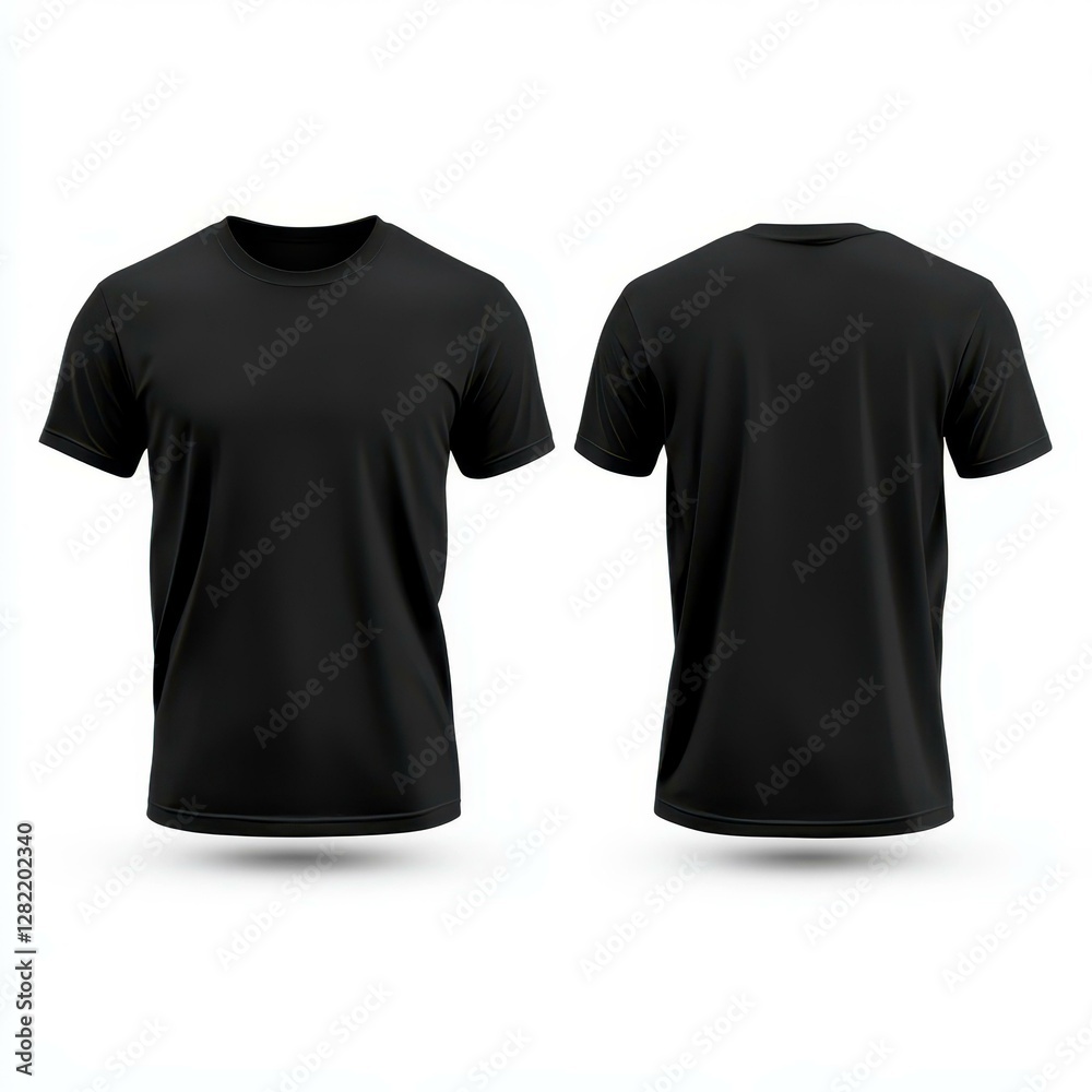 Timeless classic black tshirt displayed from front and back. A musthave staple for every fashionable closet. Timeless classic black tshirt displayed from front and back. A musthave staple for every fashionable closet.