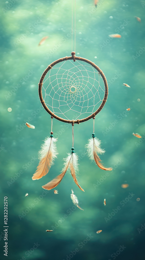 Dreamcatcher Hanging in Tranquil Water with Soft Light Effects