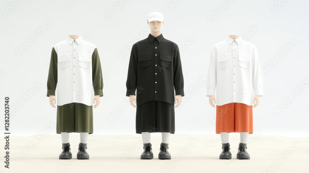 Stylish Contemporary Apparel Display on Neutral Background
