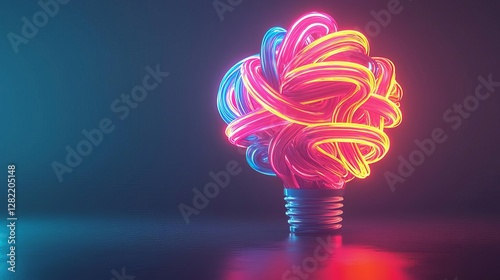 World Creativity and Innovation Week Colorful neon light bulb creative design innovation