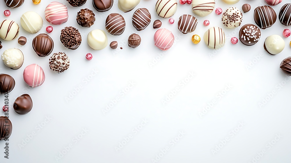 Obraz premium Assorted Chocolate Candies on White Background
