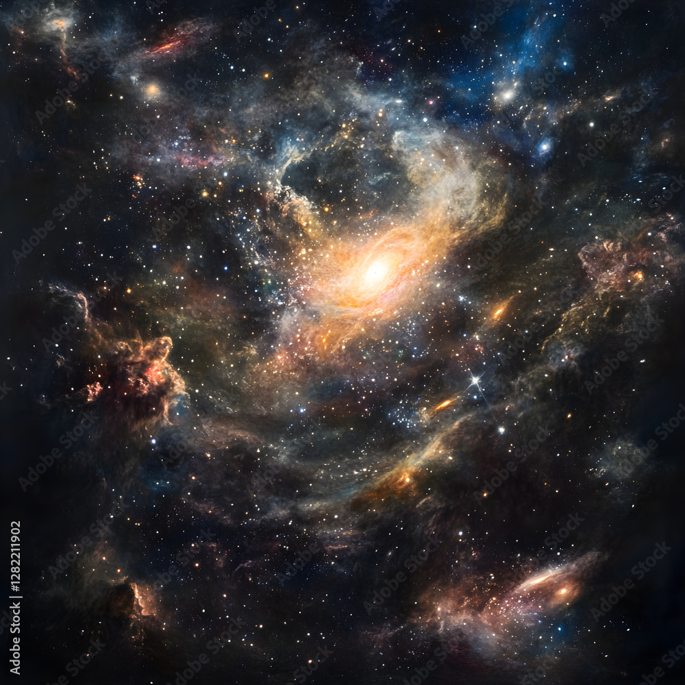 Fototapeta premium Celestial Symphony: The Quasar's Dazzling Light on the Canvas of the Universe
