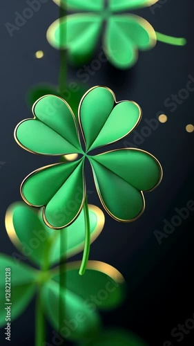 Decorative green clovers with golden edges create a vibrant festive atmosphere for celebrations and good luck wishes