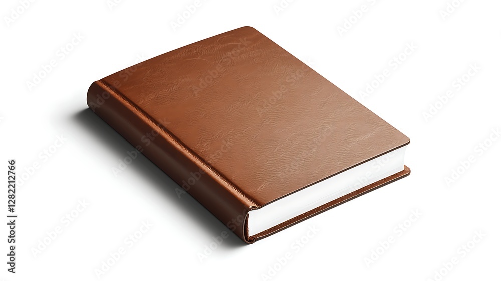Brown Leather Bound Book on a White Surface Reading Material for Knowledge and Learning Inspiration Brown Leather Bound Book on a White Surface Reading Material for Knowledge and Learning Inspiration