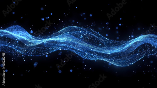 Obraz na płótnie Dynamic Blue Wave Particle Flow w salonie
