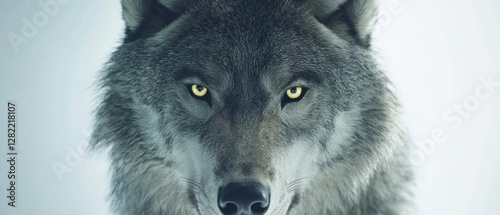 Obraz na płótnie Majestic Wolf with Intense Eyes Capturing the Wild Spirit w salonie