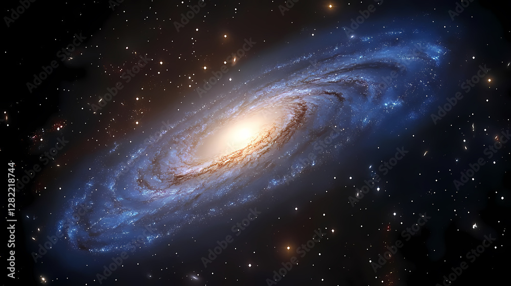 Spiral Galaxy with Bright Core and Stars Spiral Galaxy with Bright Core and Stars