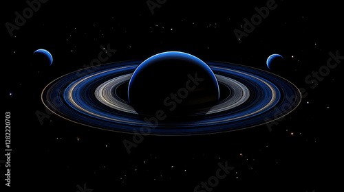 Saturn and Its Moons in Deep Space
