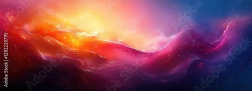 Panel kuchenny z motywem Abstract Digital Painting with Neon Colors and Textured Patterns