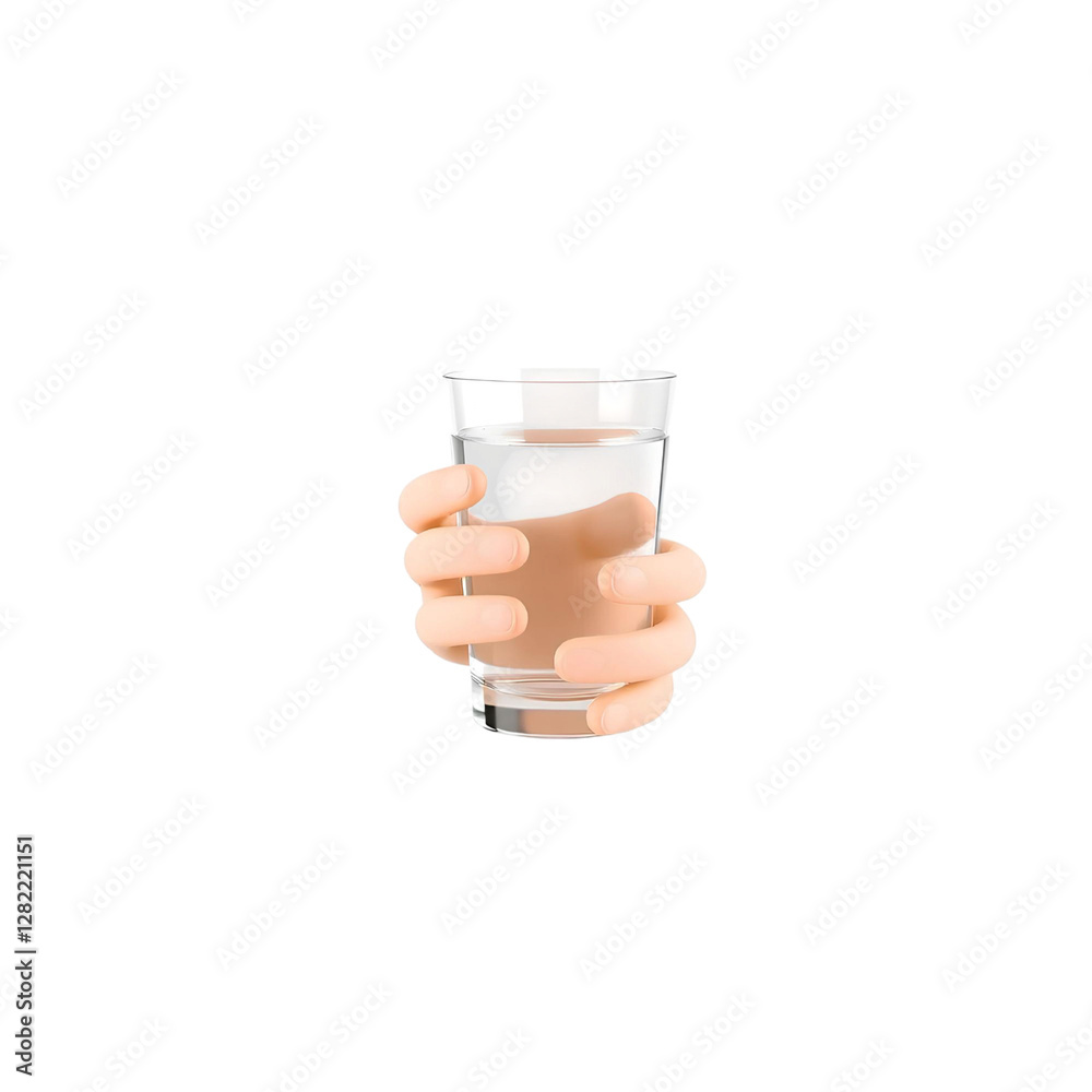 3d illustration of a realistic hand holding a clear glass of water, high quality png isolated on transparent background 3d illustration of a realistic hand holding a clear glass of water, high quality png isolated on transparent background