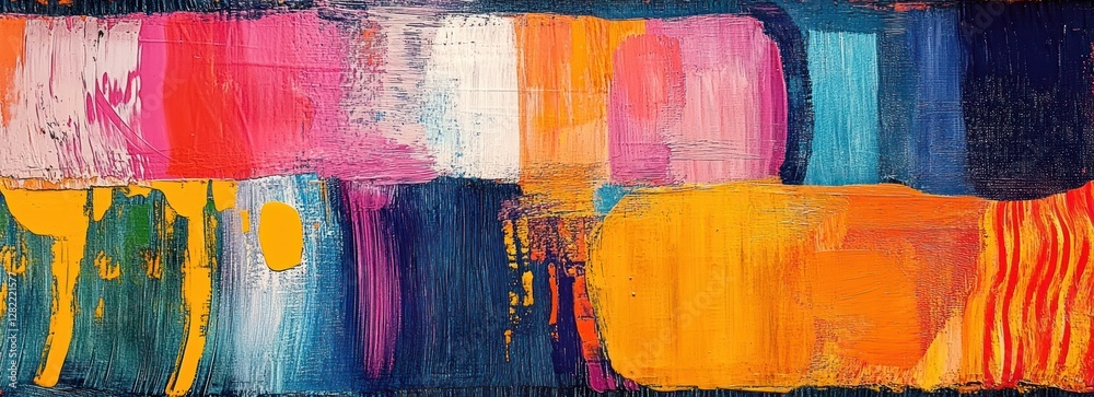 Fototapeta premium Abstract Vibrant Geometric Painting with Bright Colors Texture Design Illustration