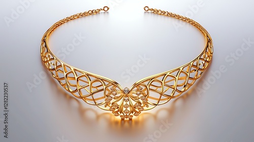 Golden Woven Collar Adorned with Gems a Symbol of Elegance and Beauty photo