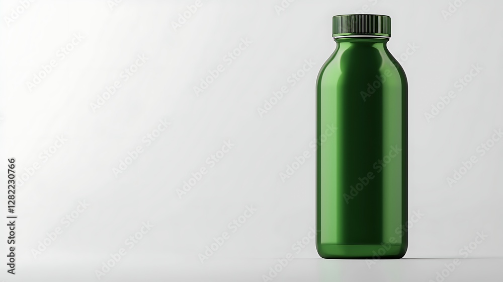 Green Bottle of Liquid on White Surface Still Life Photography Clean Minimalist Studio Shot Visual Green Bottle of Liquid on White Surface Still Life Photography Clean Minimalist Studio Shot Visual